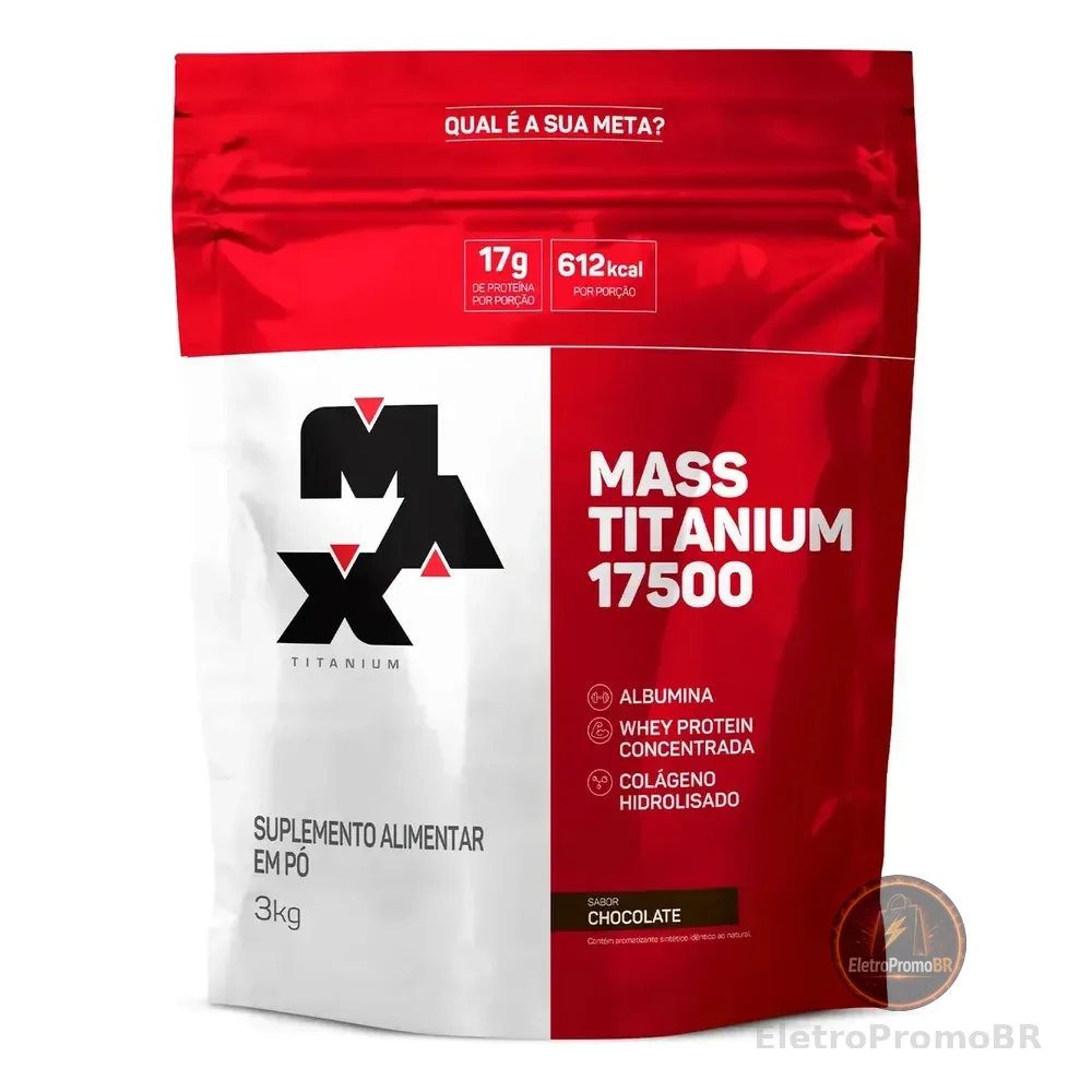 Hipercalórico Mass Titanium 17500 3kg - Max Titanium Sabor Chocolate