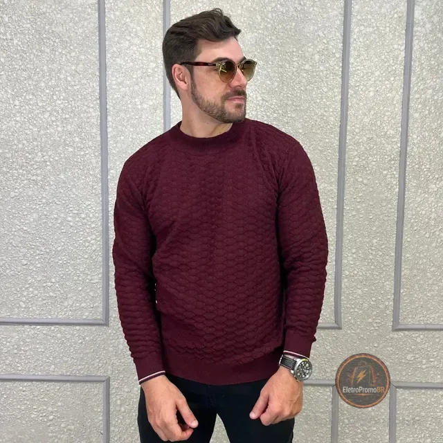 Suéter Masculino Blusa De Frio Tricô Lã Social Casual Liso