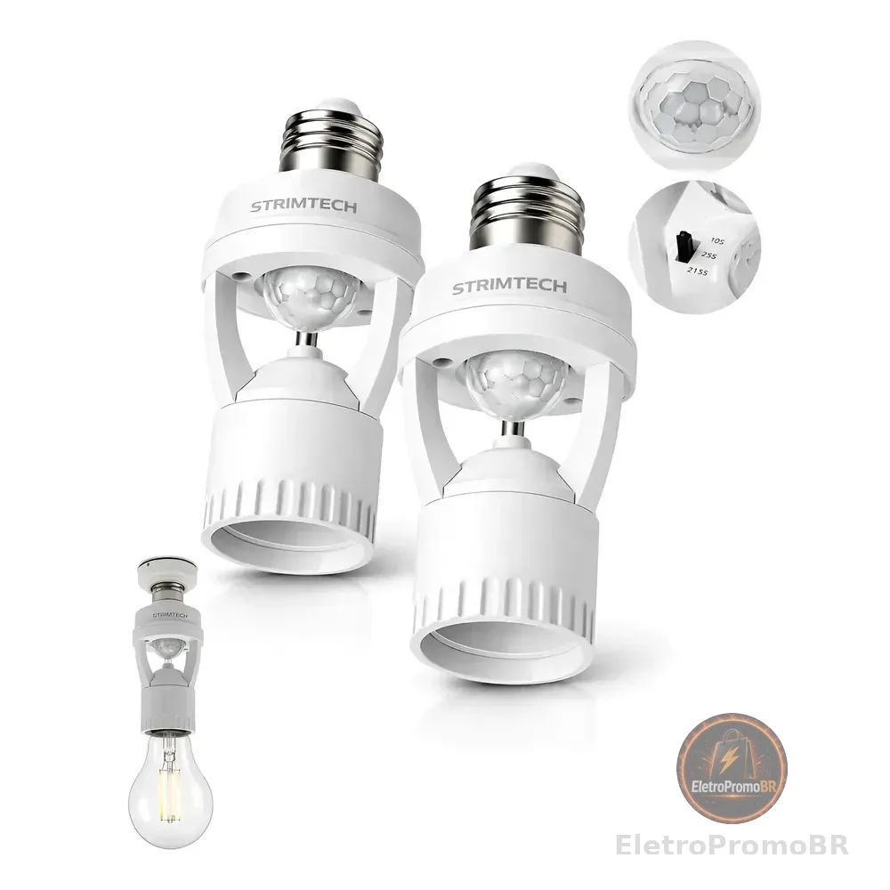 Kit 2 Sensores De Presença Iluminação Lâmpada Soquete E27 Branco