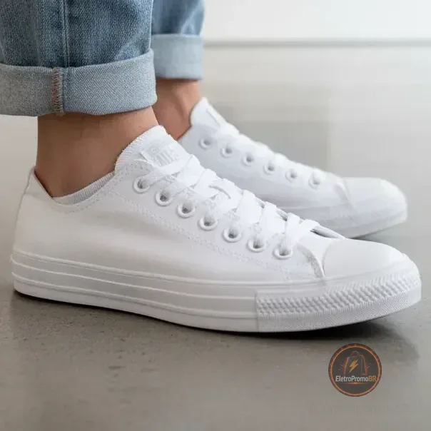 Tênis Converse Chuck Taylor Curto Tecido Adulto Branco/branco/branco Liso 39 Br