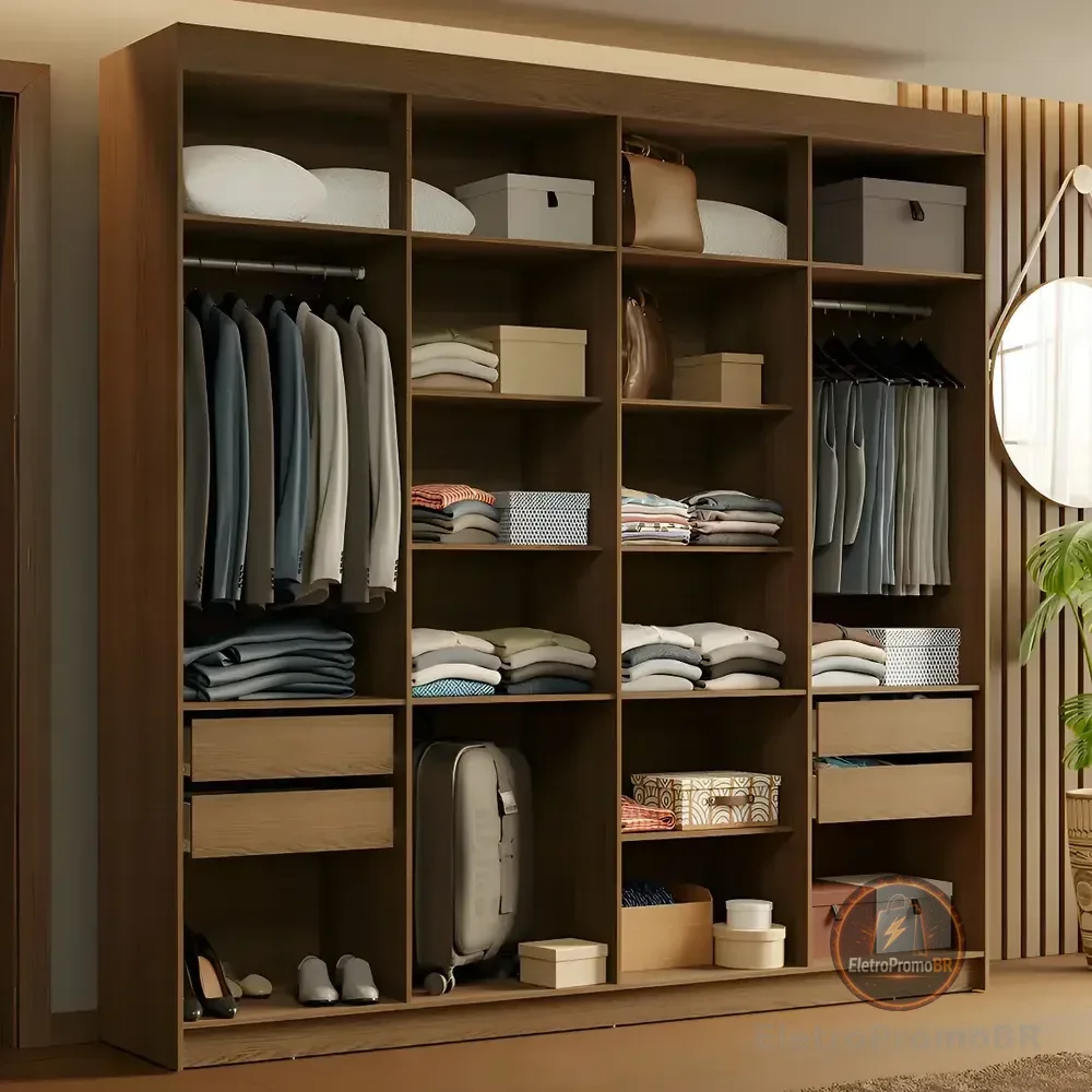 Guarda-roupa Closet 4 Gavetas 216 Cm Venus Madesa Gl Cor Rustic