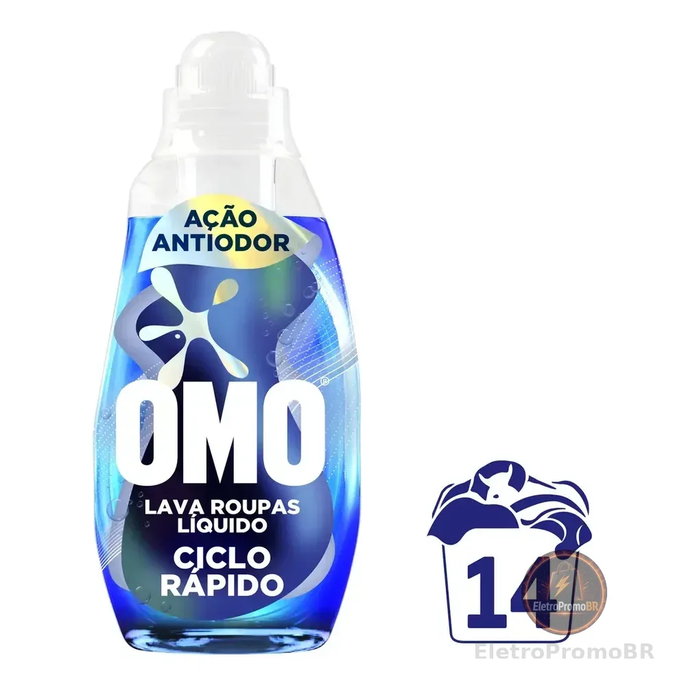 Lava-roupas Líquido Omo Ciclo Rápido Ação Antiodor 750ml