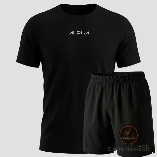 Kit Bermuda+camiseta New Fluid Dry Fitness Academia Alpha