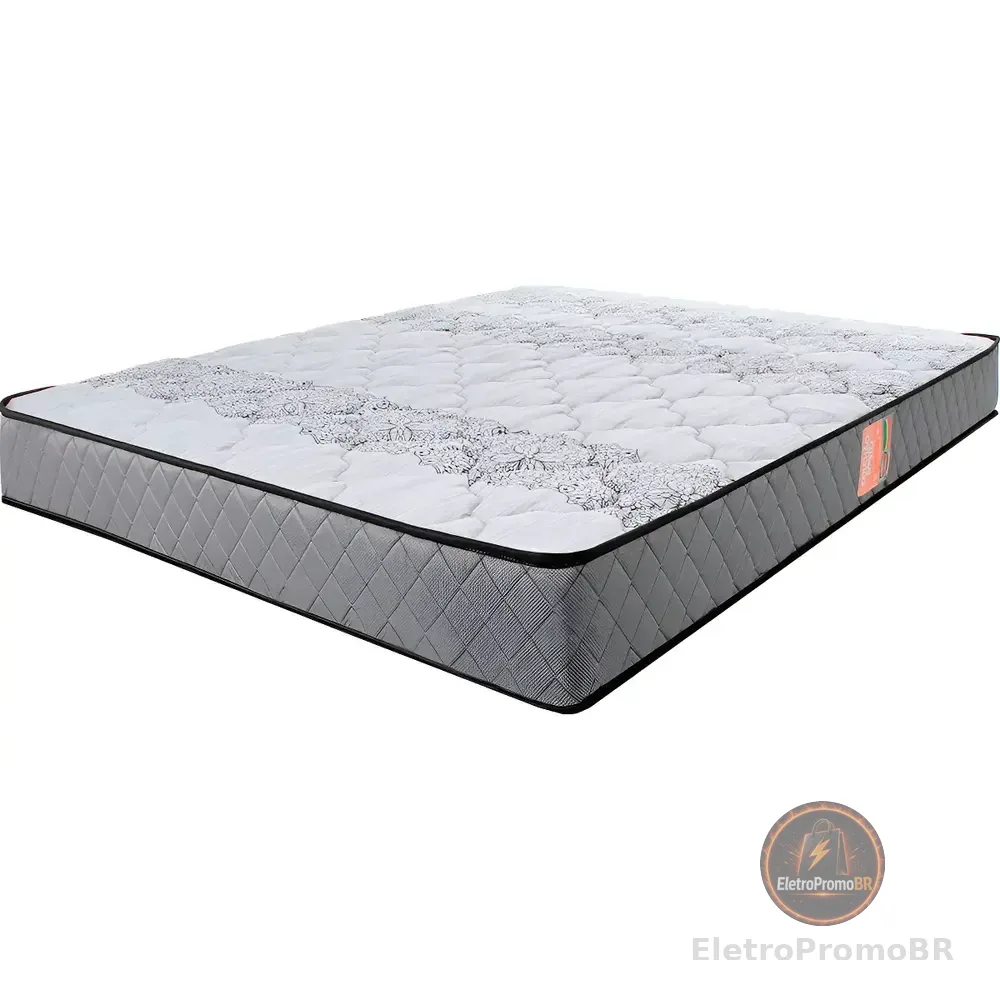 Colchão Casal Ortopédico Firme Espuma D33 Antialérgico Cor Cinza Bf Colchões