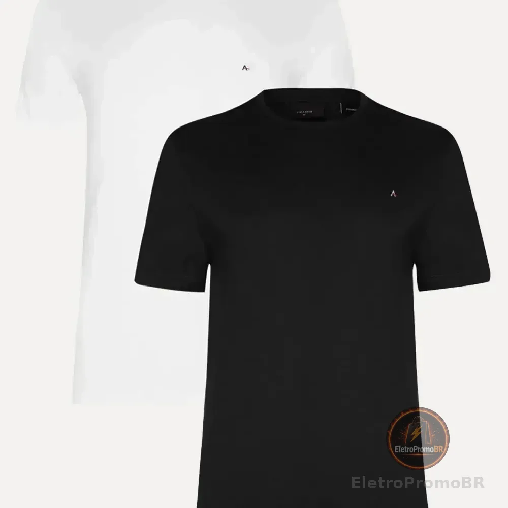 Kit Camisetas Aramis Basic Lisa Preta/branca Preto/branco M/m