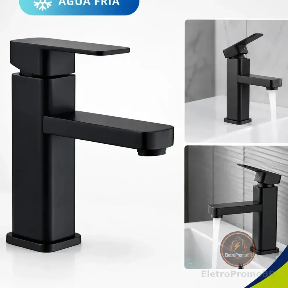 Vittak Torneira Para Banheiro Preto Fosco Água Fria Abs Com Arejador Instalação Em Bancada Fácil Limpeza E Alta Durabilidade