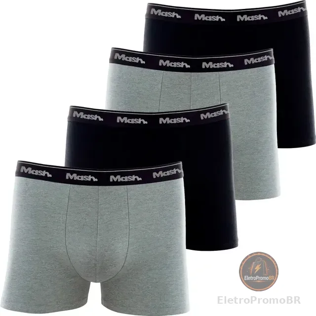 Kit 4 Cuecas Boxer Mash Algodão Box Confortável Original