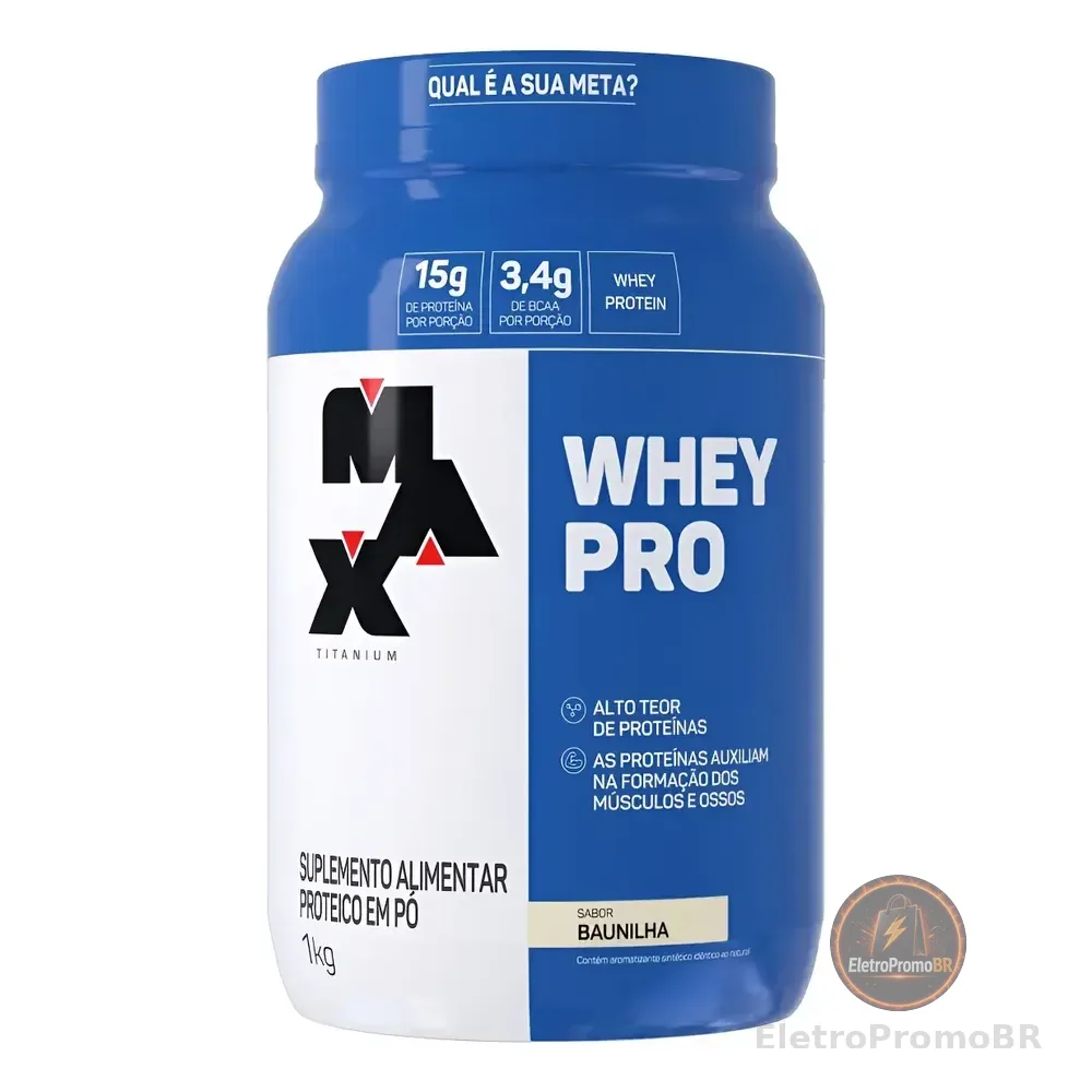 Whey Pro Pote 1kg Sabor Baunilha Max Titanium Baunilha