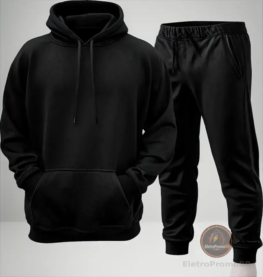 Conjunto Calça E Blusa De Moletom Liso Masculino Unissex