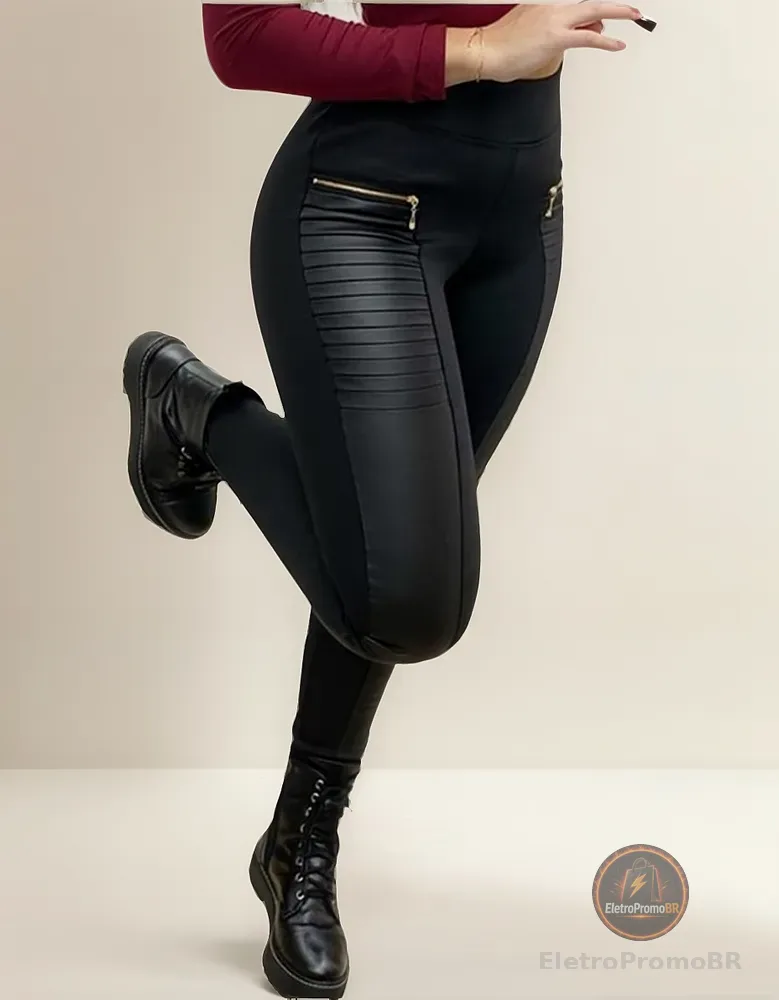 Calça Legging Montaria Gorgurinho Ziper Skinny Cirre