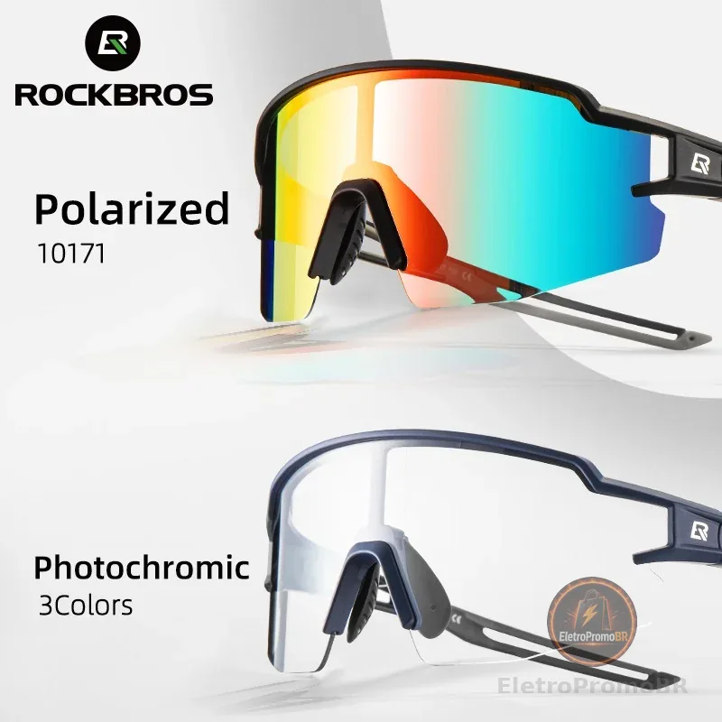 ROCKBROS Óculos Fotocromáticos De Ciclismo Feminino E Masculino Sol Polarizados Para Bicicleta Esportiva Moldura De Miopia Integrada