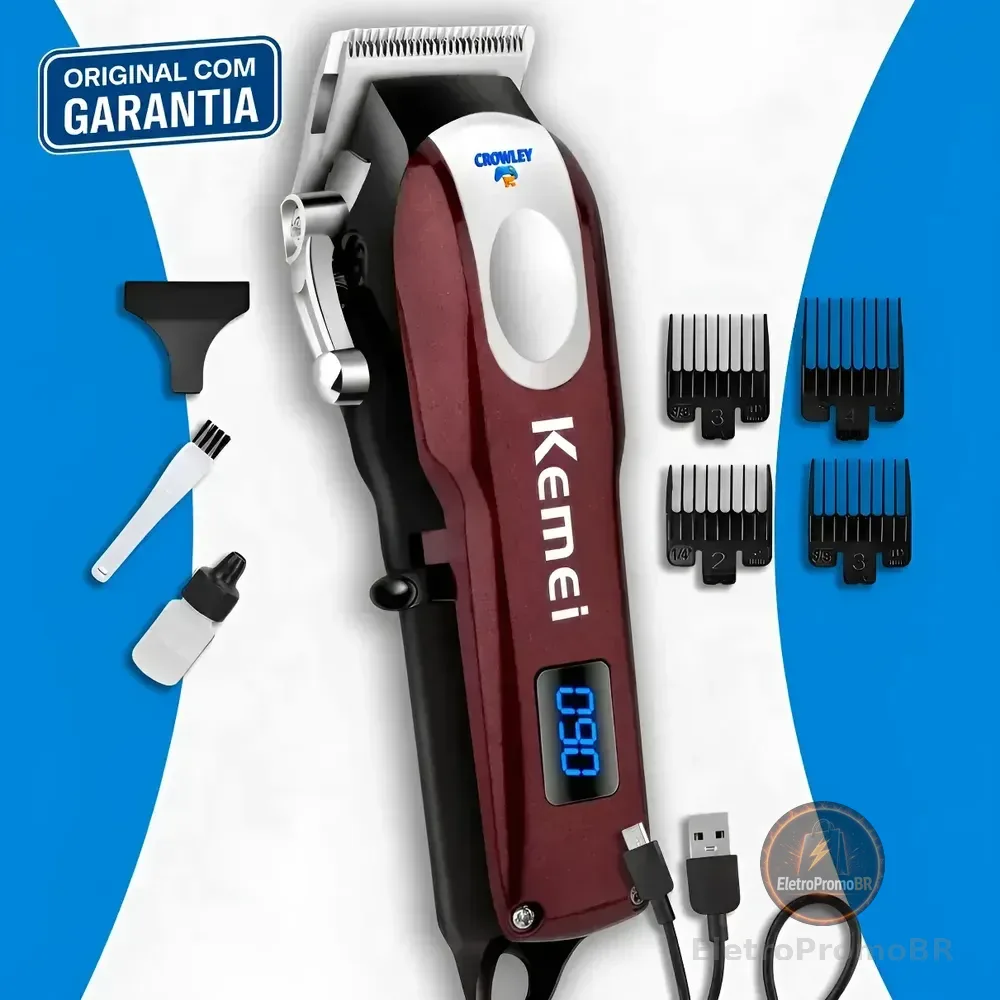 Máquina Profissional Para Cabelos - Sem Fio - Kemei Km-2606  Bordô 127/220v