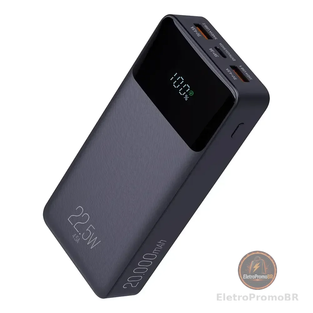 Power Bank Pro 20000mah ELG Pb200bk, Bateria Portátil Univer Preto
