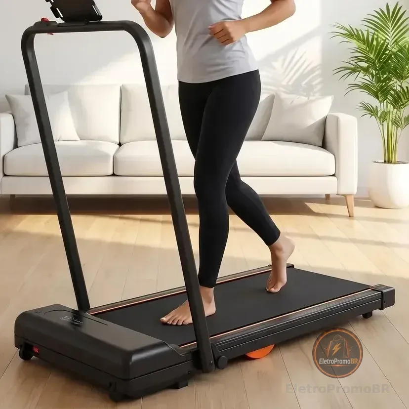 Esteira Ergométrica Led Elétrica Dobrável Casa 12km/h 120kg Preto 220v