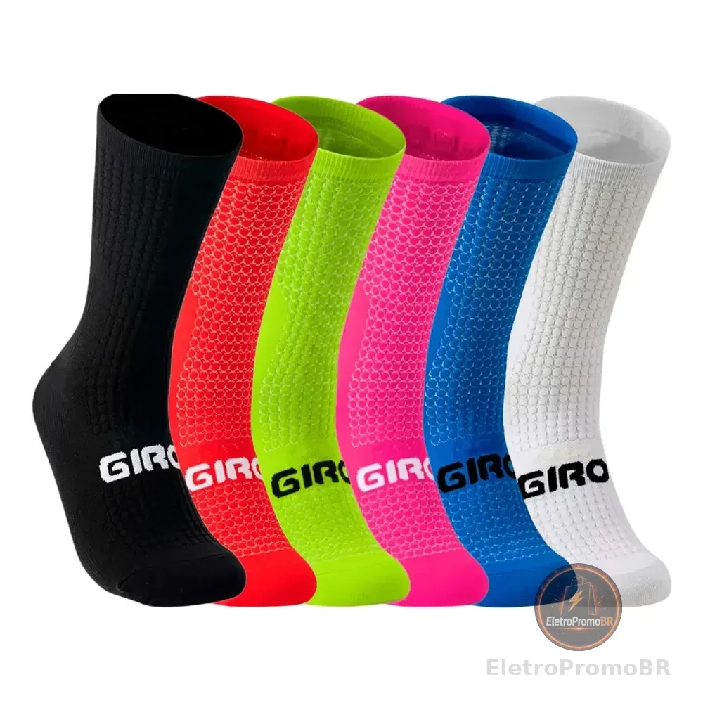 Meias Esportivas Giro Cano Médio Para Ciclismo E Corrida Branco Único