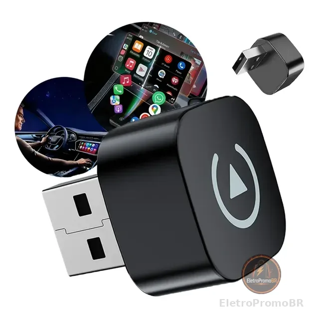 Carplay Adaptador Sem Fio Usb/usb C Android Auto 2 Em 1