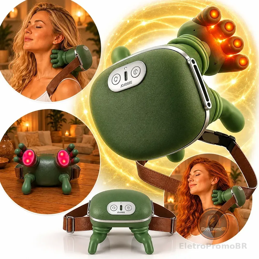 Massageador Pescoço Ombro Recarregável Maozinha Deep Jojosee 127/220v Verde-musgo