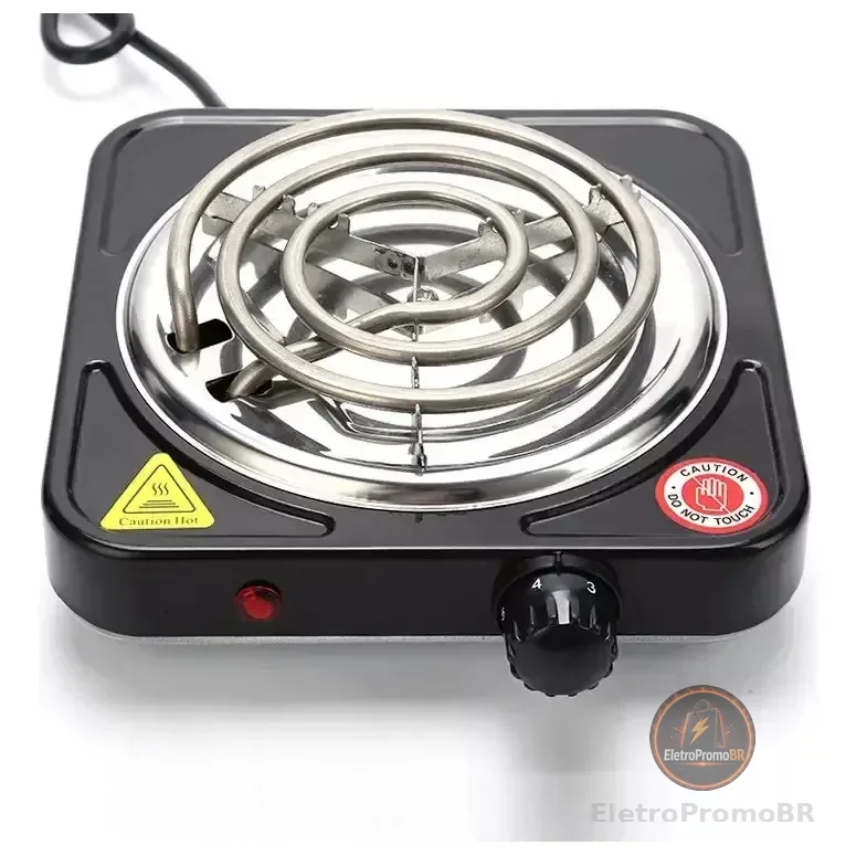 Fogão Cooktop Elétrico Fogareiro 1 Boca 1.000 Watts Branco Vermelho 127v