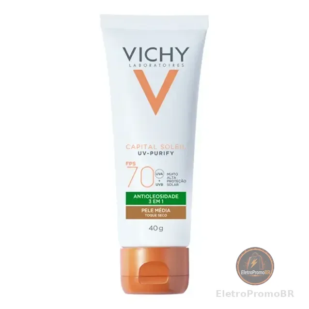 Protetor Solar Facial Antioleosidade E Purificante Com Toque Seco Fps70 Cor Média Capital Soleil Vichy 40g