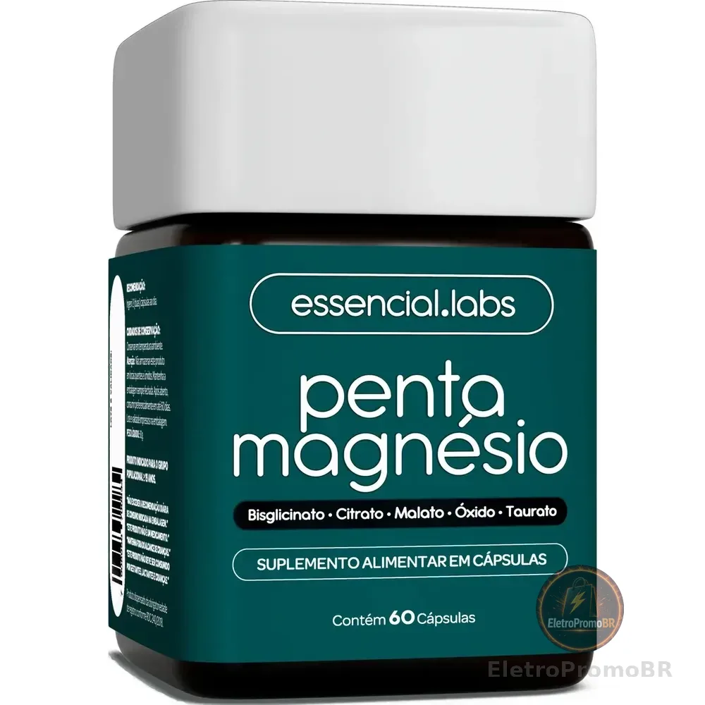 Penta Magnésio - Bisglicinato + Dimalato + Citrato + Taurato + Óxido De Magnésio - A Combinação Perfeita De 5 Magnésios Com Máxima Pureza E Biodisponibilidade - 60 Cápsulas Sem Sabor