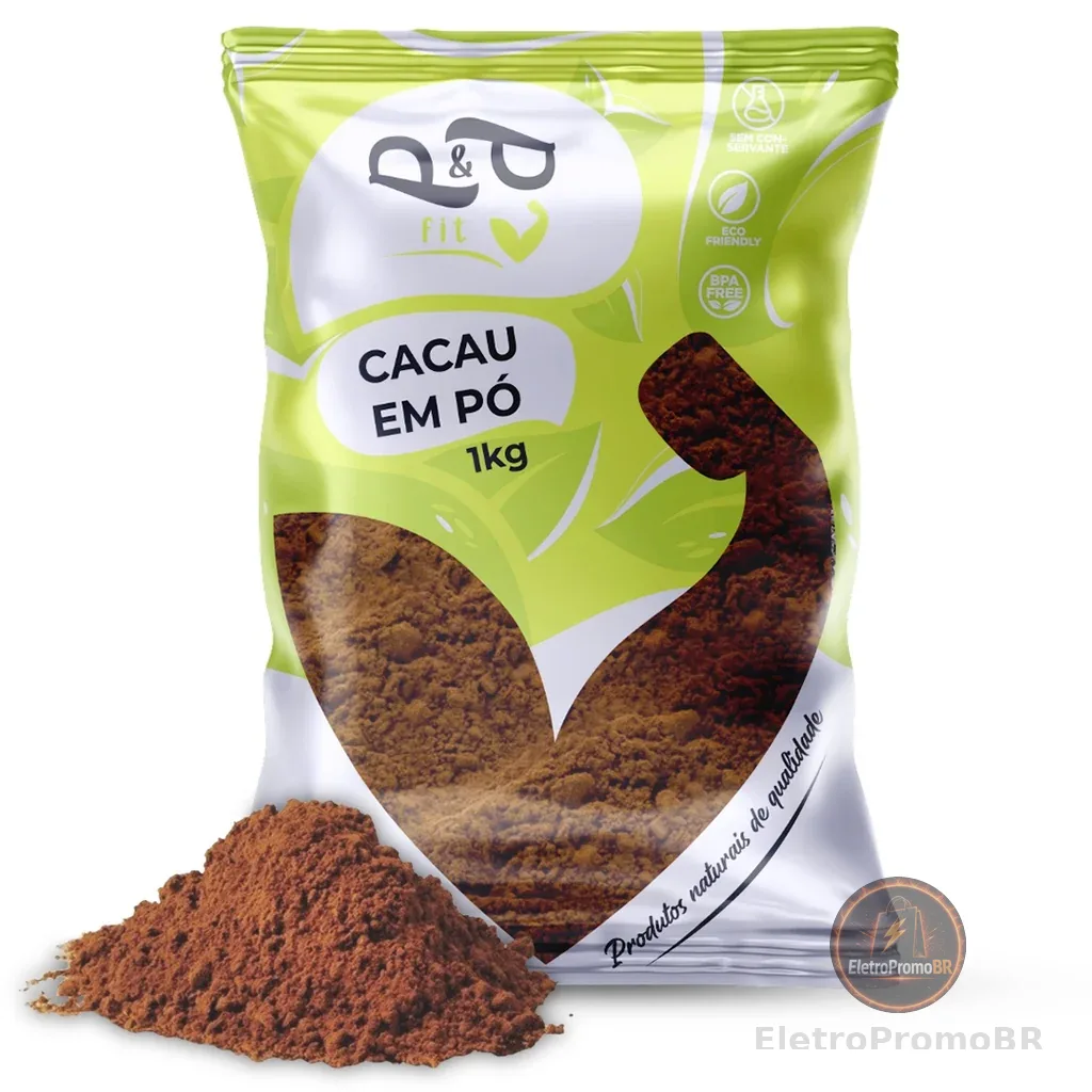 Cacau em Pó 100% Alcalino Puro Sem Glúten, Sem Açúcar e Vegano  - P&P