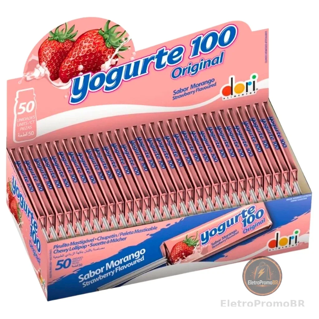 Pirulito Yogurte 100 Mastigável C/50 Unidades Dori Doces Festa Aniversário Atacado