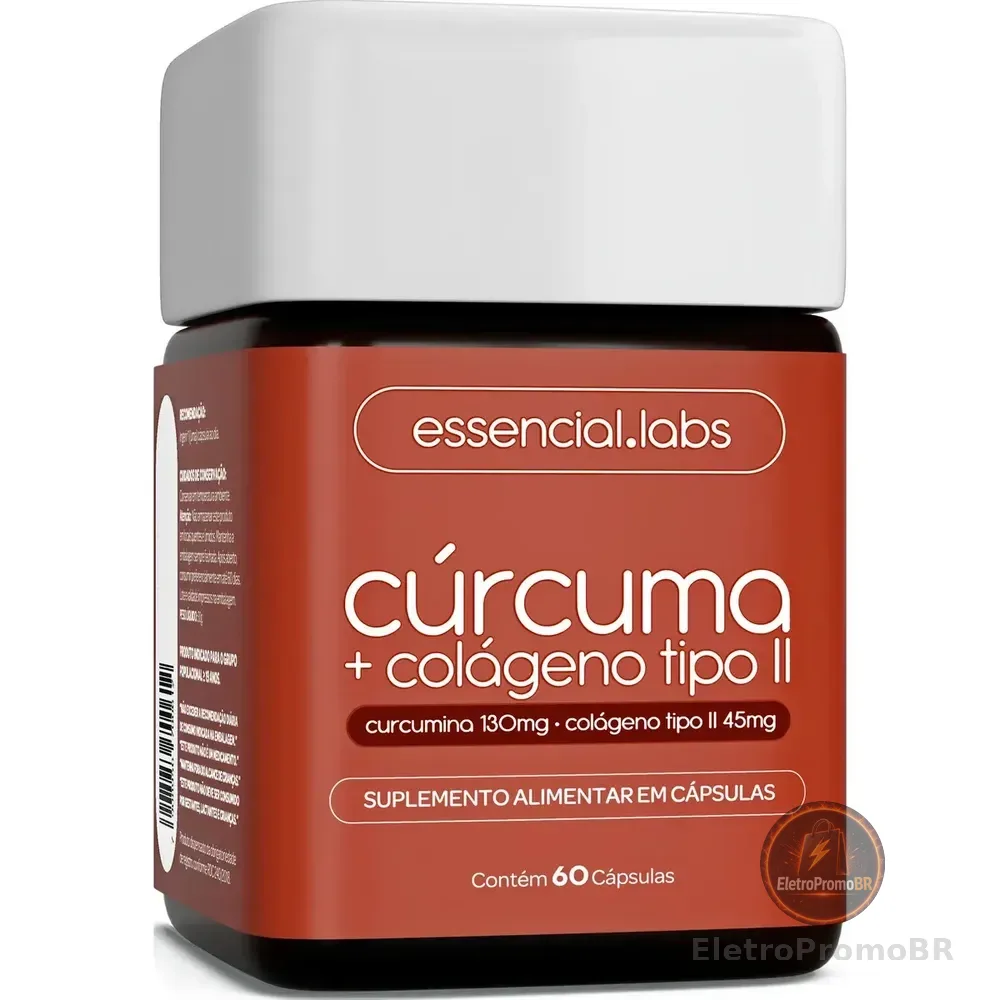 Cúrcuma 130mg + Colágeno Tipo Ii 45mg - Fórmula Com Máxima Concentração E Pureza - 60 Cápsulas Sem Sabor