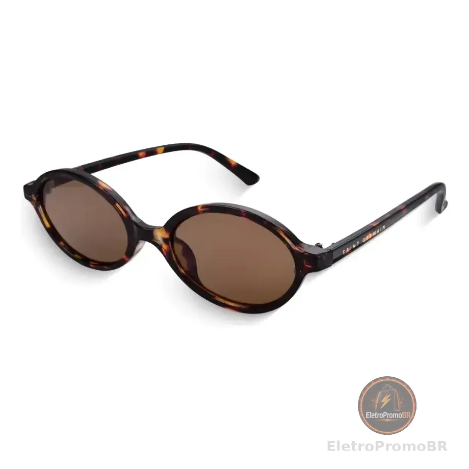 Óculos De Sol Saint Germain Siena Oval Tartaruga Para Mulher Com Lente Marrom E Proteção Uv400