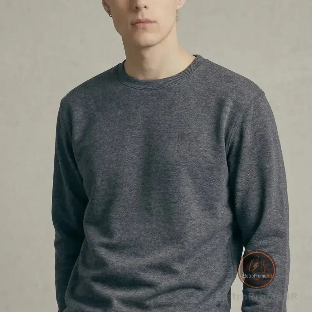 Moletom Masculino Leve Gola Careca Polo Wear Mescla Escuro M Mescla Escuro