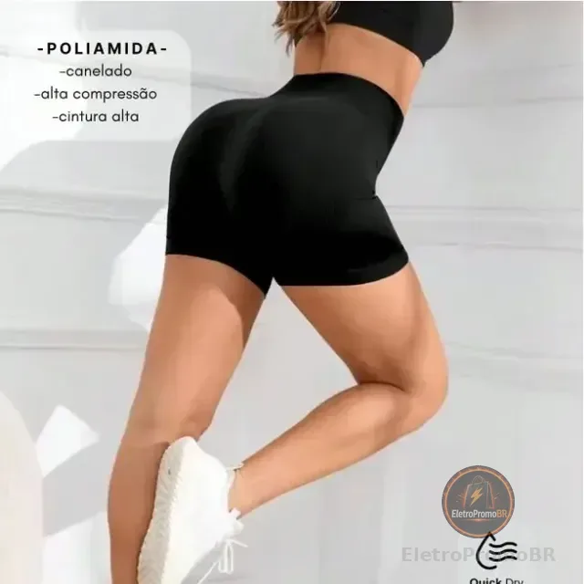 Bermuda Fitness Canelada Sem Costura Poliamida