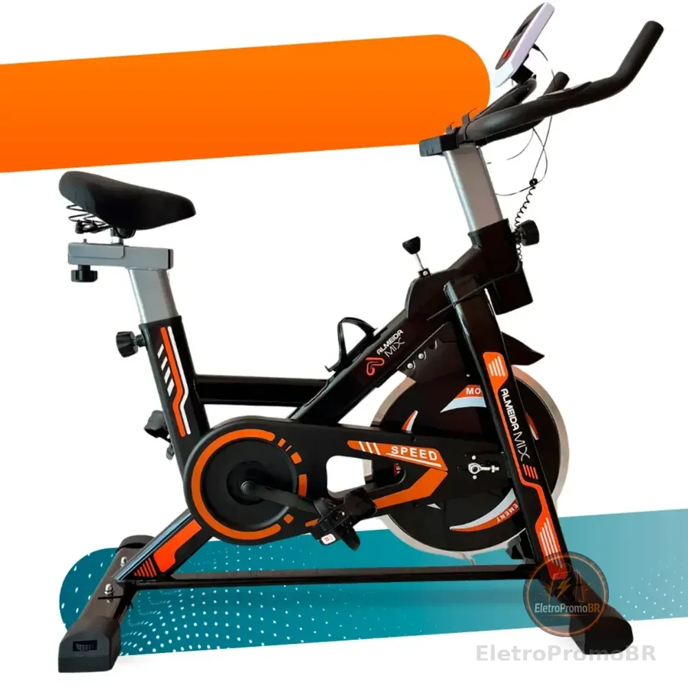 Bicicleta Ergométrica Bike Spinning Academia Fitness Indoor Preto/laranja
