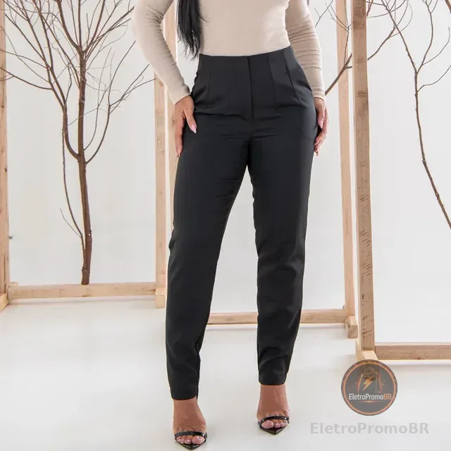 Calça Alfaiataria Cintura Alta Com Bolso Tendência Moda Zra