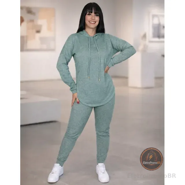 Conjunto De Frio Feminino Roupa De Inverno Blusa E Calça