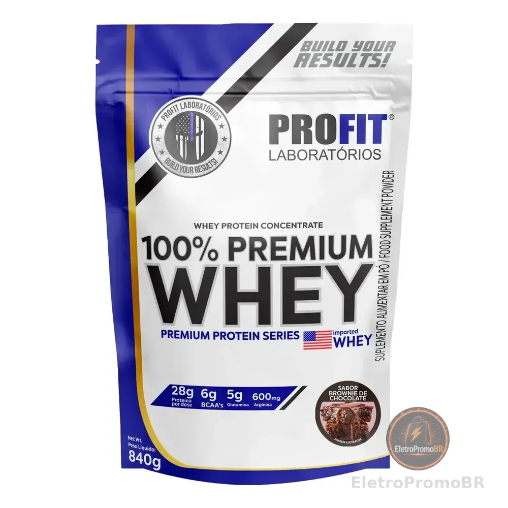 Whey Protein 100% Concentrado Premium 840g - Profit Sabor Brownie De Chocolate