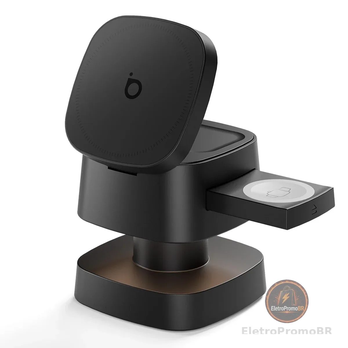Carregador Sem Fio 4 em 1 Basike - Carregador por Indução15W Rápido Compatível para iPhone 16/15/14/13 Series, Apple Watch, AirPods com Luz de Noturna (Preto)
