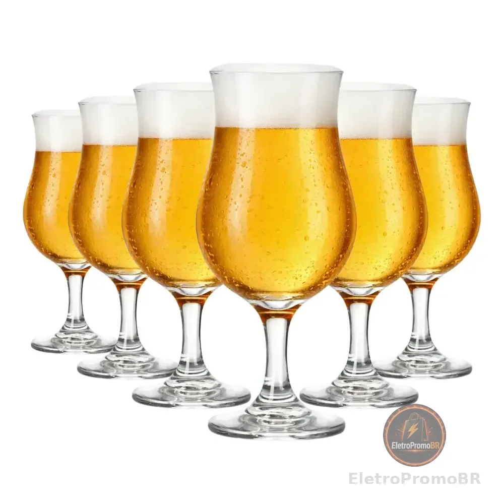 Jogo De Taça Panama Para Cerveja 6 Pcs, 400ml - Ruvolo Transparente