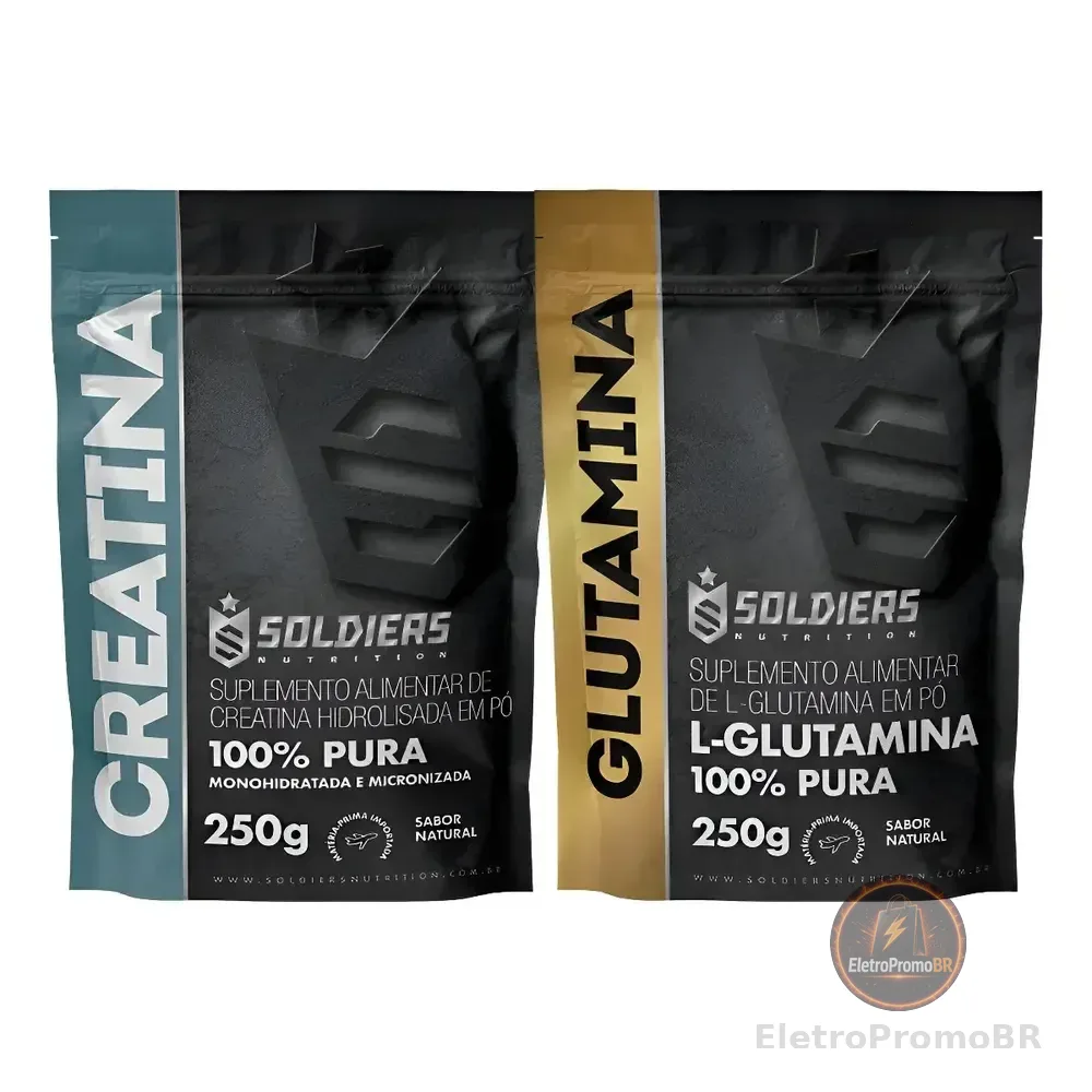 Kit: Creatina 250g + Glutamina 250g 100% Puro Sem Sabor