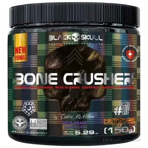 Pré-treino Bone Crusher Wild Grape Sabor Uva 150g Black Skull