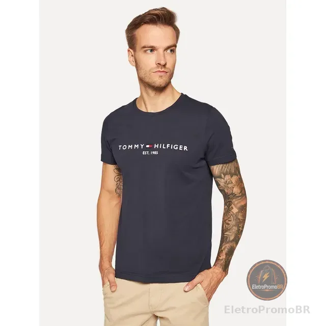 Camiseta Tommy Hilfiger Masculina Logo Tee Marinho