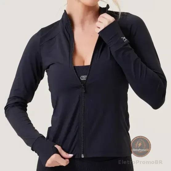 Jaqueta Feminina Esportiva Protecao Uv50 Fitness Serena Preto P