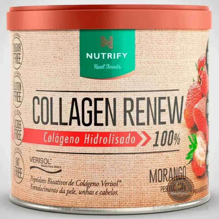 Colágeno Hidrolisado Collagen Renew Morango 300g Nutrify