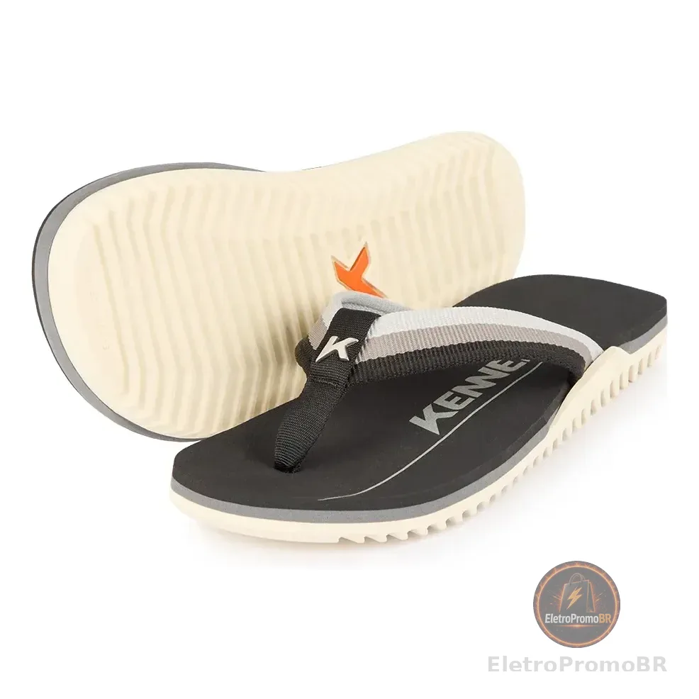 Sandália Kenner Unissex Nk6 Pro Branco/preto/cinza Liso 39