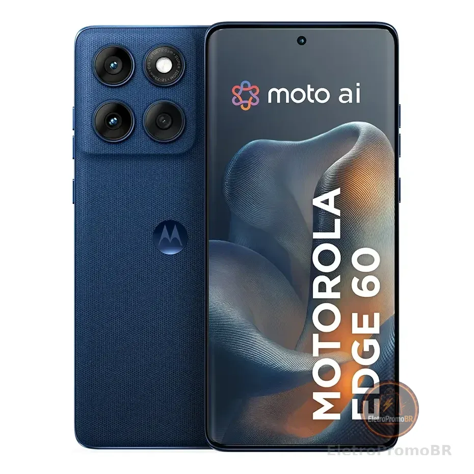 Smartphone Motorola Edge 60 5g - 512gb 24gb (12gb Ram+12gb Ram Boost) Tela Quad-curve Moto Ai 50mp Sony Camera Ultrarresistencia Militar Ip68 + Ip69 - Azul Marinho