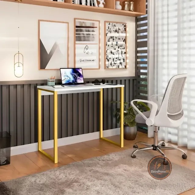 Escrivaninha Industrial Mesa Estudo Aparador Office Aço Mdf