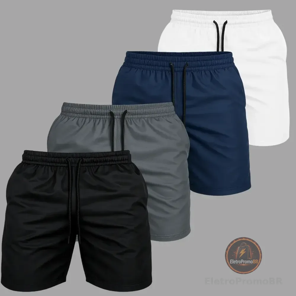 Kit 4 Short Praia Masculino Bermuda Tactel Verão Academia 1 De Cada Cor M