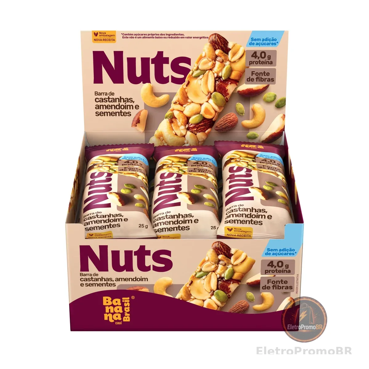 Banana Brasil - Barra De Castanhas Nuts E Sementes - (12 unidades de 25g)