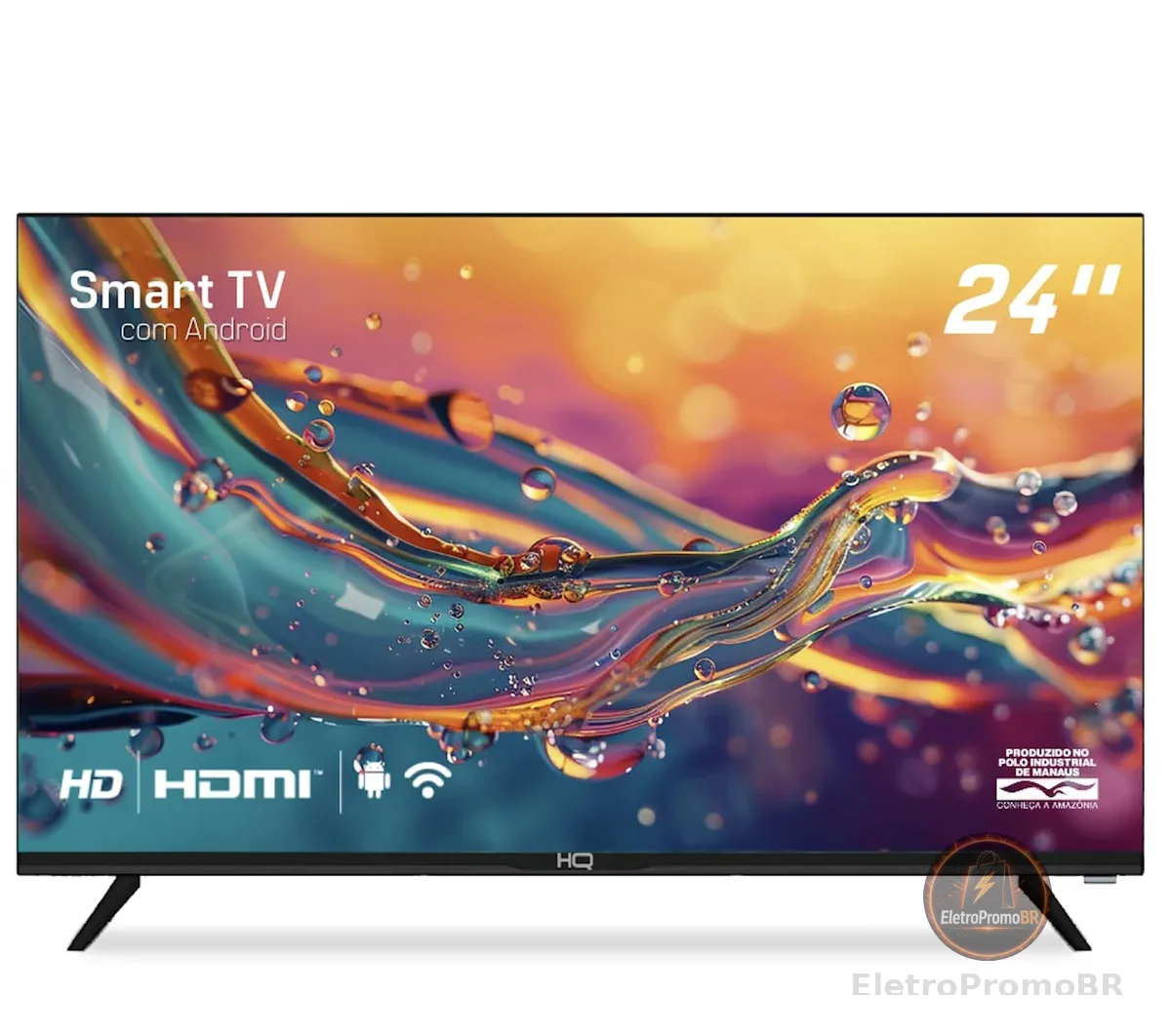 Smart TV HQ 24" HD tela sem bordas Android 12 design slim HQS24NKHM