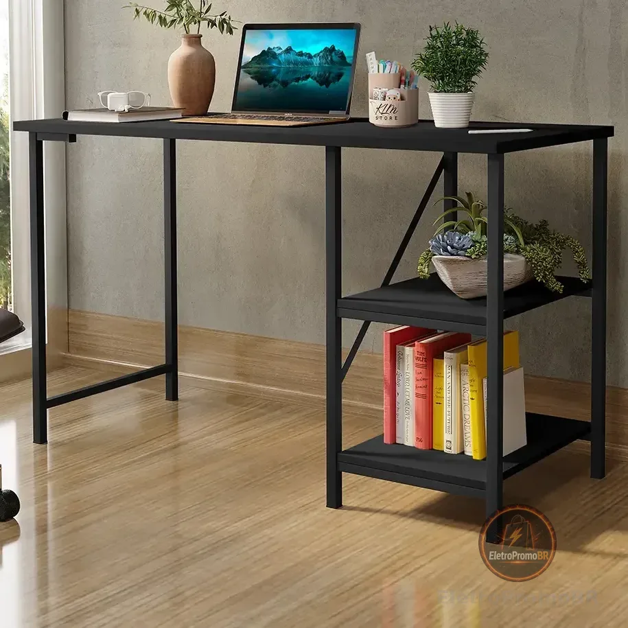 Escrivaninha Mesa Office Estudo Estilo Industrial Cor Preto 1,10m Klm Store