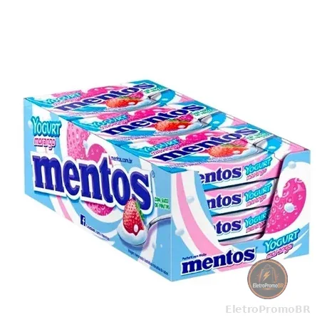 Drops Mentos Iogurte Morango Van Melle Com 12 Unidades De 24,1g