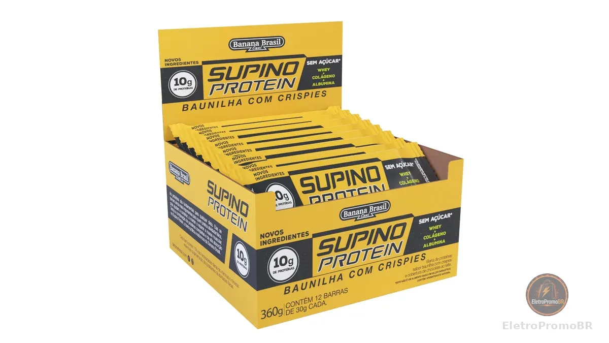Banana Brasil Display Barra De Proteína Supino Protein Baunilha Com Crispies - 12 Unidades De 30G